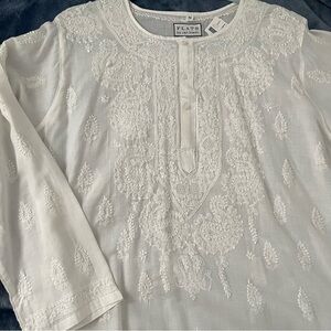 White Embroidered Women Dress L (46 Euro) Wendy Foster Montecito Jan Niemi Napa